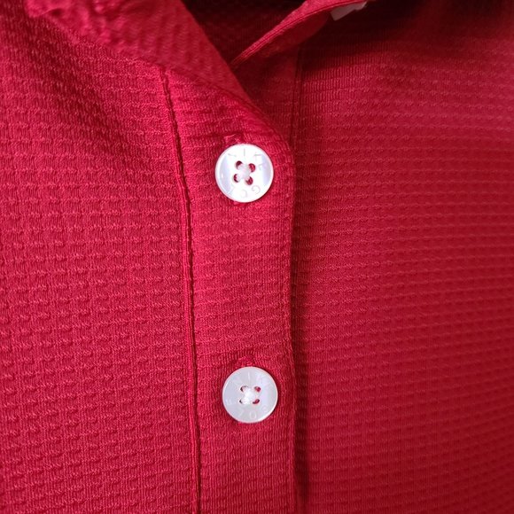 Nike Golf FitDry Red Waffle White Trim Short Sleeve Shirt Women's Size S - Picture 4 of 10